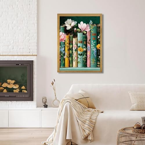 Book Flowers Diamond Art Kits for Adults Round Diamond Painting 12x16 Inch