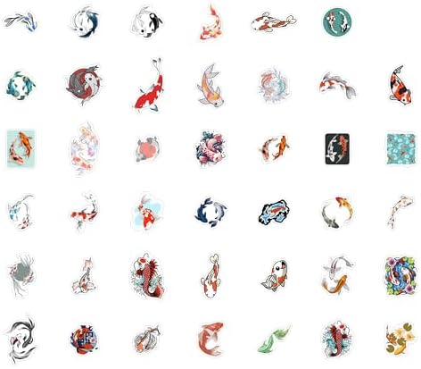 Koi Fish Stickers for Water Bottle and Laptop - Koi Fish Party Supplies & Decorations, Waterproof Vinyl Decals, Japanese and Nature Stickers, Gifts for Women & Men