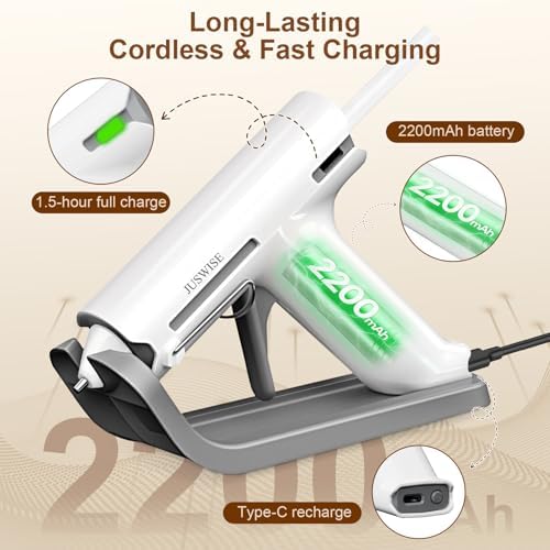 Cordless Hot Glue Gun and 20 Sticks Set, 60s Fast Preheating, Mini