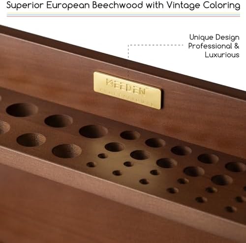 MEEDEN PRO Paint Brush Holder: 2 Tier 89 Holes Wooden Paint Brush Organizer
