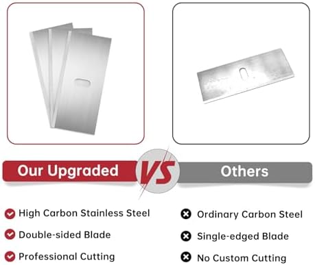 50 Pack Stainless Steel Replacement Mat Cutter Blades - Double Sided Precision Blades for Logan, Alvin, C&H Mat Cutters - Ideal for DIY Paper Cutting, Picture Framing, Craft Projects