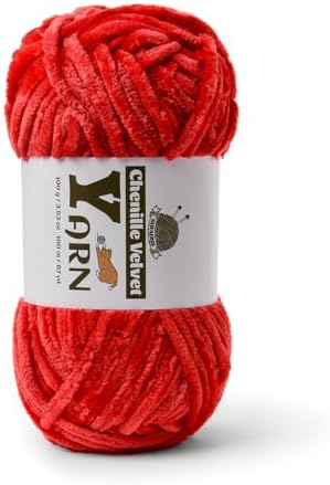Chenille Crochet Red Yarn 1 Pack