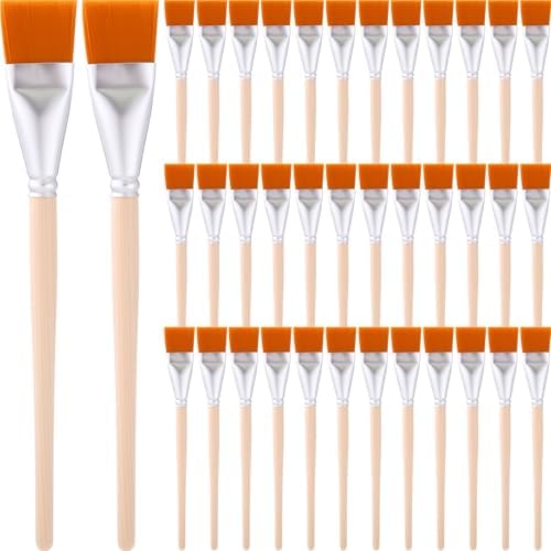 Crtiin 60 Bulk 1 Inch Flat Paint Brushes for Acrylic Painting (Wood Color)
