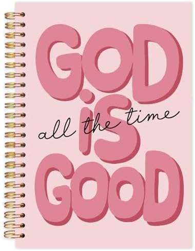 Yhtrg Red Preppy God Is Good Notebooks, Brown Christian Spiral Notebook Gift for Women, Bible Journaling Notebooks for Office School Supplies, 5.5x8.3 Inch