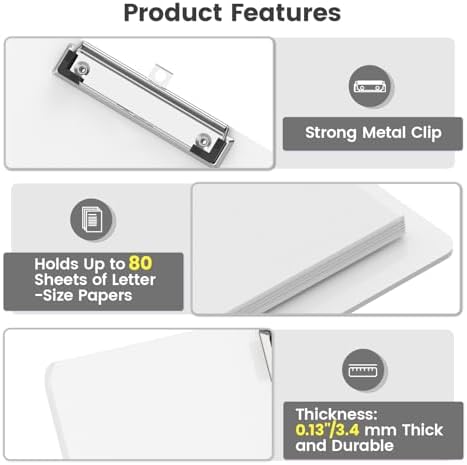 Extra Large 11x17 Clipboards, Plastic White Drawing Boards, Horizontal Clip Board, Landscape Layout. Suitable for Watercolor, Sketching, Painting. Art & Drafting Supply