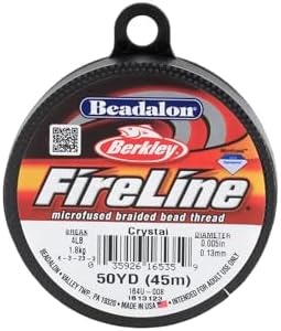 Beadalon FireLine Microfused Braided Beading Cord Thread, Crystal- 4LB/50YD
