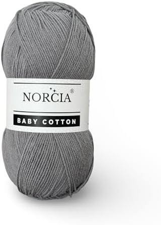 Baby Cotton, 55% Cotton 45% Acrylic Yarn, Fine/Sport (2) for Crochet and Knitting, Soft Amigurumi Yarn, 100 gr (361 yds)