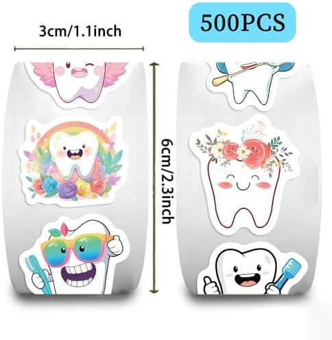500Pcs Tooth Fairy Stickers Waterproof Vinyl Labels