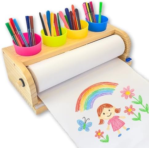 Kids Art Easel & Paper Roll, Tabletop Drawing Station, 30-Pc Set