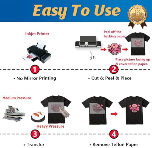 TransOurDream Heat Transfer Paper for Dark Fabric (500 Sheets, 8.5x11) Printable Heat Transfer Vinyl for T-Shirts Iron on Transfers for Inkjet Printer