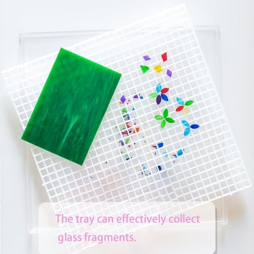 Stained Glass Cutting Mat with Tray 12"x12", Stained Glass Supplies, Catching Shards in Grids, Suitable for Cutting Glass and Cutting Mats for Crafts