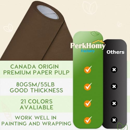 PerkHomy 36" x 2,400" (200') Coffee Kraft Paper Roll for Craft Bulletin Board Paper Art Table Covering Crafting Gift Wrapping Bouquet Packing Parcel 80GSM 55LB (Coffee, 36" x 200')