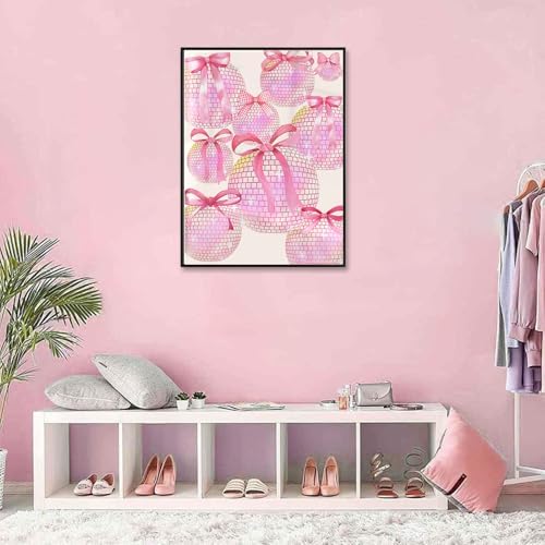 Pink Diamond Art Kits for Adults, 5D DIY Coquette Diamond Painting Kits for Beginner, Diamond Dots Full Drill Crafts for Gem Art Dot Art for Adults Home Wall Decor for Teens Boys Girls 12x16 inch
