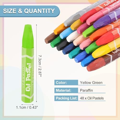 PATIKIL Yellow Green Oil Pastels, 48Pcs Soft Oil Crayons Pastels Stick Vibrant and Creamy Art Supplies Bulk for Artists Beginners Art Painting Drawing Blending Graffiti Gallery