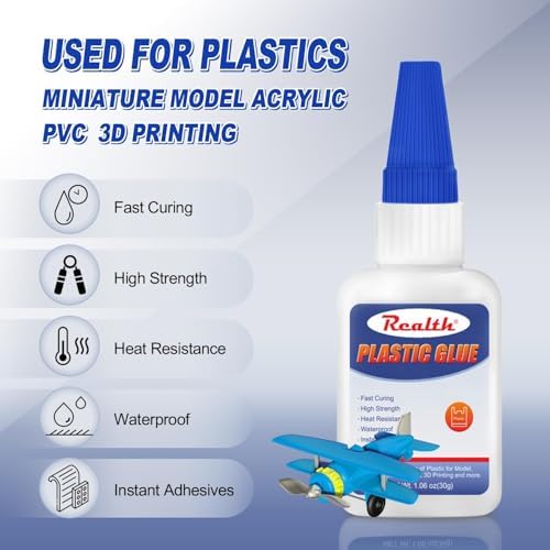 Super Glue for Plastic Repairs 30g×2 Pack – Strong Acrylic Glue for Plastic 3D Print, Legos, PLA, Car, ABS, PVC
