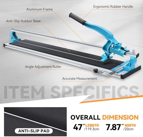 Auto Dynasty 39" Manual Tile Cutter, Cut Porcelain Ceramic Floor for Home
