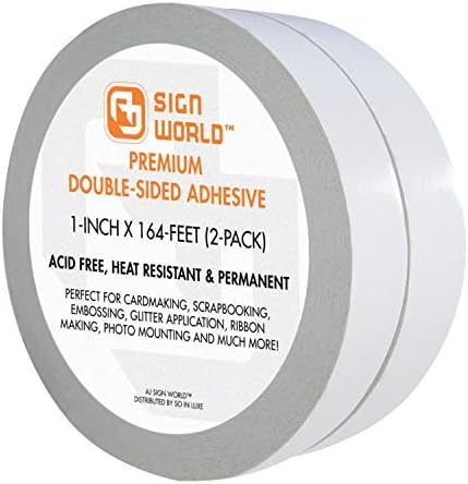 Best 1" (2-Pack) Ultra-Thin Permanent Double-Sided Tape for Arts, Crafts, Photography, Scrapbooking, Tear-by-Hand, Paper Backing, Documents, All Purpose (1-Inch x 164-Feet)