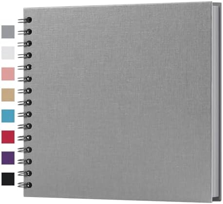 potricher 8 x 8 Inch DIY Scrapbook Album 40 Pages with Kraft Paper, Gray | Thick Kraft Paper Scrap Book Photo Albums, Memory Book for Wedding, Anniversary, Baby, Family, Travel, DIY Projects