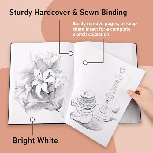 TX Liteart 9" x 12" Hardcover Sketchbook, Acid Free, 120GSM, 220 Pages, 2PK | 2 Pack, 110 Sheets Each, Hardbound, Compatible With Pencils, Charcoal, Colored Pencils, Gel Pens And Acrylic Markers