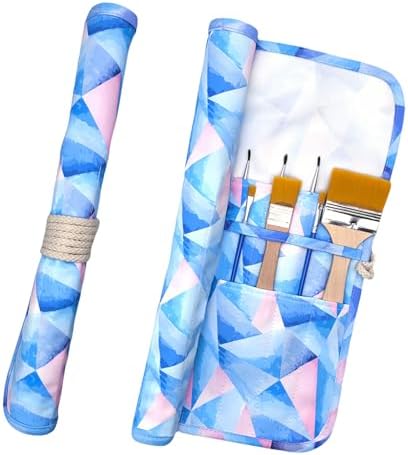 Funny live Paint Brush Holder Art Supplies, Artist Brush Holder & Storage Organizer Roll-Up Case Bag, Protect Acrylic Oil Watercolor Paintbrushes (Rhombic 20 Slot Pockets)
