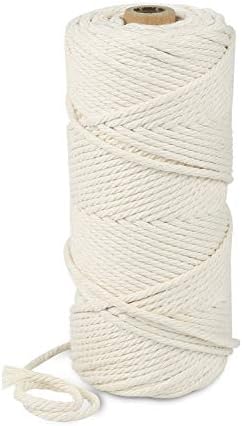 Macrame Cotton Cord 2mm x 109Yards, Natural Color Macrame Rope, Perfect Macrame Supplies Cotton Cord for Macrame Plant Hangers DIY Crafts (Natural Color, 2mm*109Yards)