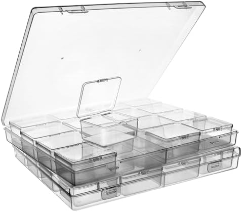 ZIIYAN Bead Storage Containers - 32 Clear Plastic Bead Organizer Boxes with Hinged Lid, Craft Organizers and Storage for Diamond Painting Art, Small Parts, Jewelry Charms