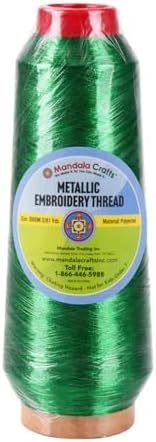 Mandala Crafts Metallic Green Embroidery Floss for Sewing, 3281 Yard Spool
