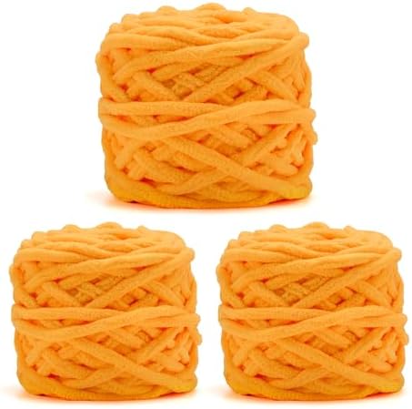 Yellow Chunky Chenille Yarn, #6 Super Bulky, 10.5 oz/216 Yards