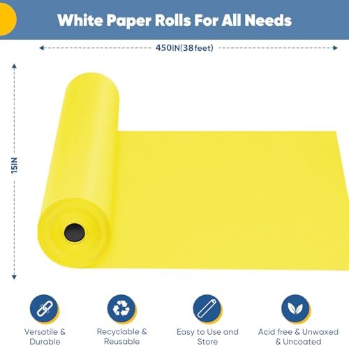 Yellow Wrapping Paper Craft Kraft Paper Roll 15"x450",Bulletin Board Paper