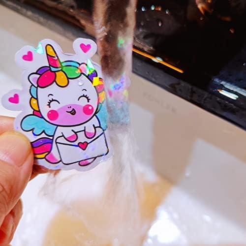 Bleidruck 25 Sheets Broken Glass Holographic Laminate Sheets Adhesive Paper | Clear Cold Laminate Sheets Holographic Sticker Paper A4 Size 8.3x11.7 In Waterproof for Documents, Photos, No Machine Needed