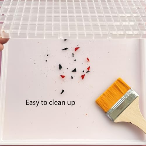 Stained Glass Cutting Mat with Tray, Great for Scoring and Cutting Glass, Catching Glass Shards in Grids, Removable Double-layer Design, Easy to Clean, Stained Glass Cutting Tools Supplies(12''x12'')