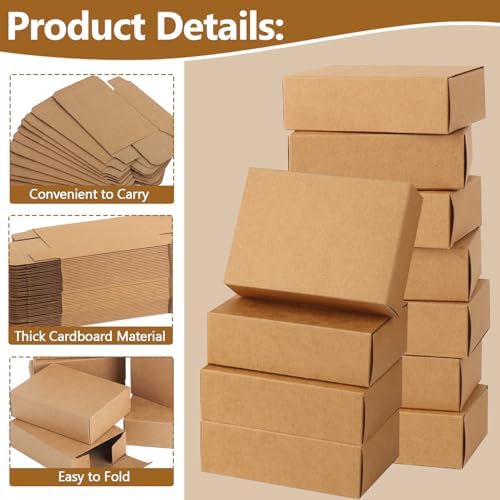 RYKOMO 100 Pack Kraft Soap Boxes Packaging for Homemade Soap, 3.8 x 2.8 x 1.2 Inch Small Soap Packaging Boxes Mini Soap Gift Box for Homemade Soaps Bakery Candy Cookies Packaging
