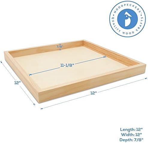 Wood Canvas Panel Cradled 12 x 12 inch, Pack of 6 Blank Framed Wood Signs for Painting, Shadow Box, & Tray Crafts, by Woodpeckers
