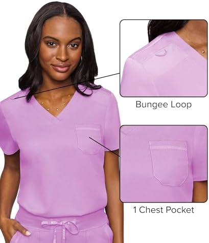 Med Couture Touch Women's Scrub Tops V-Neck Tuck-in Top with 1 Pocket
