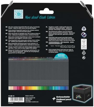 Faber-Castell Black Edition Colored Pencils, 100 Count, Storage Sleeve