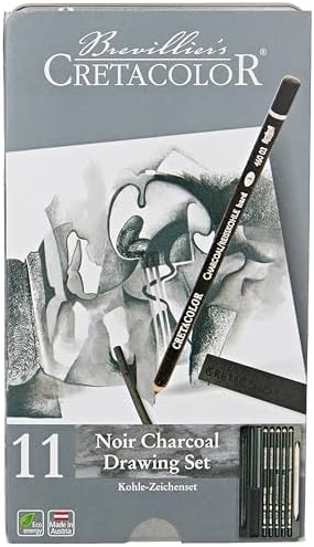 CRETACOLOR Noir Charcoal Drawing Set, 11 Pieces, Multicolor
