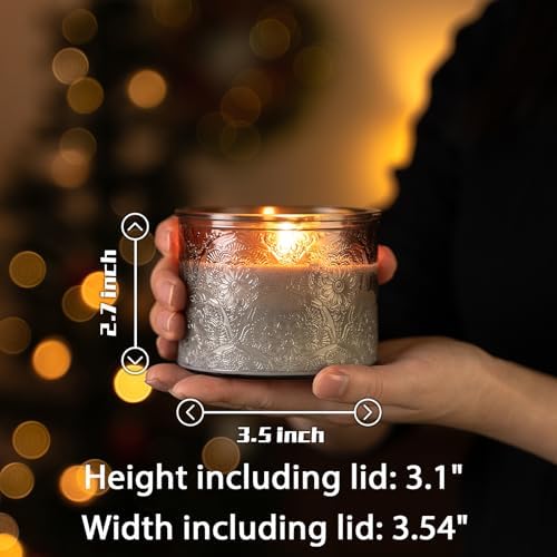 10 oz Gray Mandala Glass Candle Jars with Bamboo Lids, 9 Pack