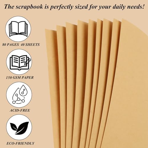 Joyberg Scrapbook 80 Pages, Scrapbooking Supplies 11 x 11 In, Scrapbook Album Suitable for Album Memory Book Wedding, Anniversary Family, DIY Craft Projects (Brown)