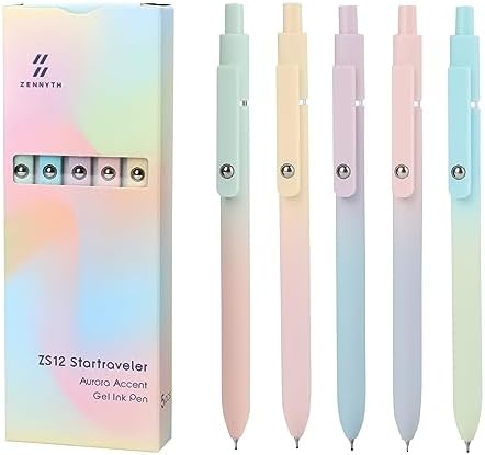 Ddaowanx Gel Pens,5 Pcs 0.5mm Retractable Quick Dry Black Ink Pens | Fine Point Smooth Writing Pens for Nurses,Teachers,Cute Stationery Office&School Supplies,Gifts for Women Stocking Stuffers