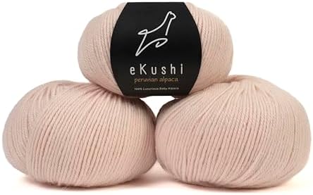 100% Baby Alpaca Yarn for Knitting & Crocheting - Set of 3 Skeins of Premium Yarn DK - Lightweight, Hypoallergenic & Thermal Peru Made - Ideal for Delicate Projects (RE095 - Baby Pink)