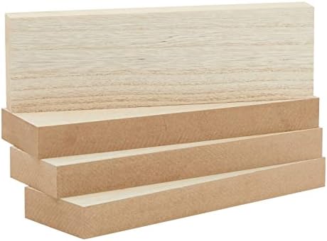 Bright Creations Wood Blocks - Wood Boards for Crafts & MDF Board Projects - Carving Blocks & Smooth Painting Surface - 3 x 10 in, 1 in Thick, 4-Pack
