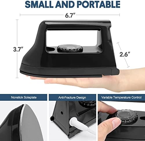 Mini Crafts Iron Handy Heat Press Machine Kit Portable with PVC Doormat for Heat Transfer, Charging Base Accessories for DIY T-Shirt Shoe Bag Vinyl Projects