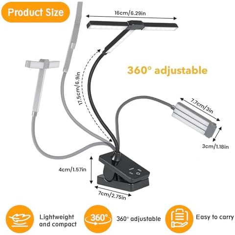 holoith 2 Pack 3 Head Foldable Clip On LED Easel Lamp for Artists