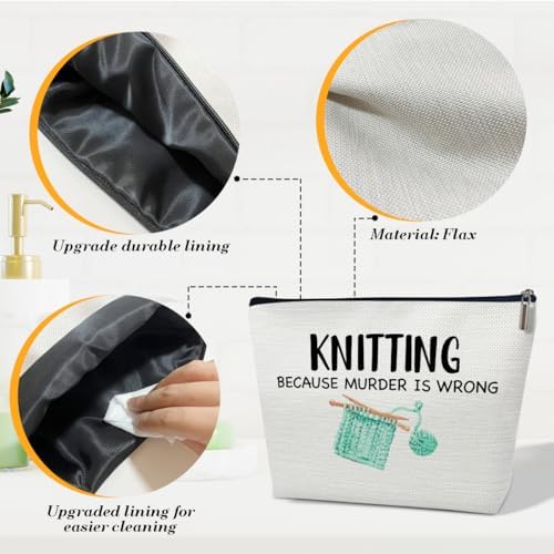 Funny Knitting Gifts Makeup Bag, Crocheting Gifts for Knitters Lovers