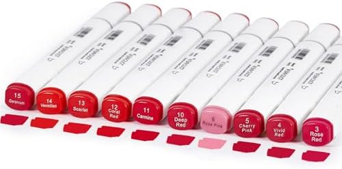 10Pcs Alcohol Markers Pure Color Series,T6 Upgrade Dual Tip Art Solid Color Markers Set for Adults Beginner Drawing Sketching DIY Crafts (Red)