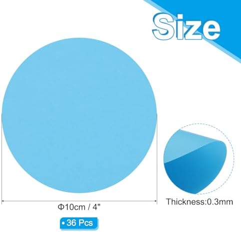 PATIKIL 4inch Circle Card Stock, 36Pcs Round Shape Cutouts Paper Thick Cardstock Coaster for DIY Craft Projects Classroom Bulletin Board Decor, Sky Blue