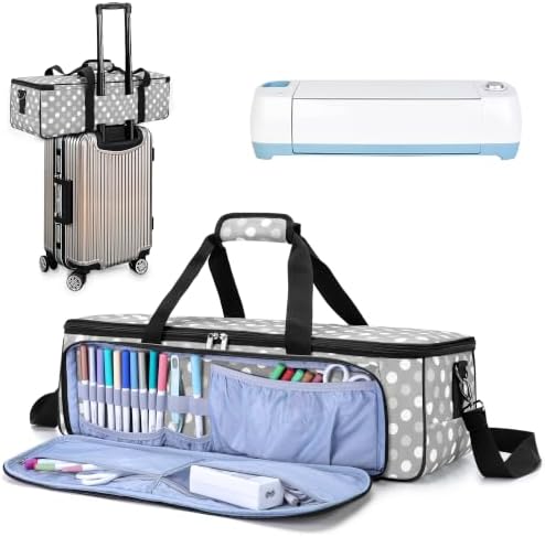 LUXJA Carrying Bag for Cricut Die-Cutting Machine and Supplies, Gray Dots