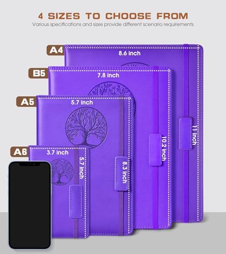 Biuwory Leather Journal Notebook,256 Thick Lined Pages,Hardcover 5.7"×8.3" | Vintage Journal for Women Men,Work,School,Business,Travel Diary,Note taking,College Ruled Writing,Daily Journaling Notebook