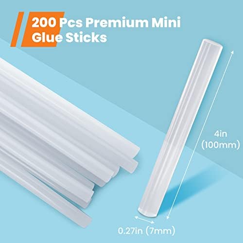 GoGonova Mini Glue Gun Sticks, 200 Pack Clear Hot Melt Adhesive Sticks
