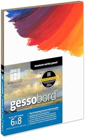 Ampersand Gessobord for Acrylic, Oil and Mixed Media, 1/8 Inch Depth, 6X8 Inch, Pack of 3 (GBS0608)